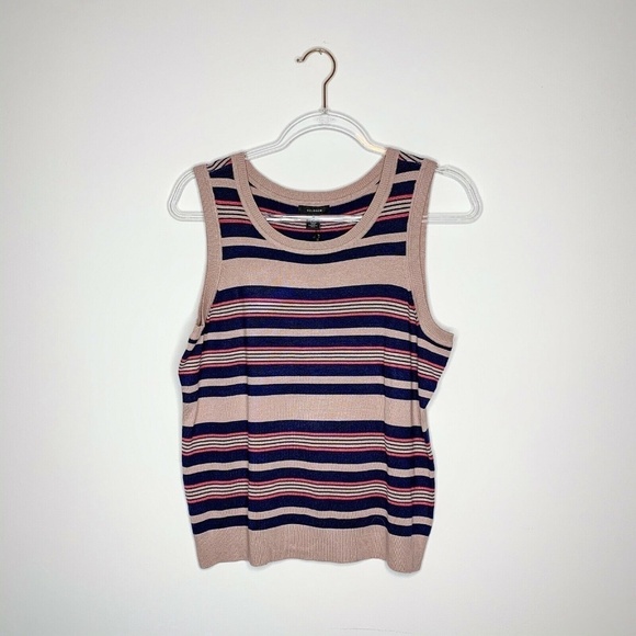 Halogen Pink Navy Stripe Knit Tank Top NWT - Picture 3 of 7